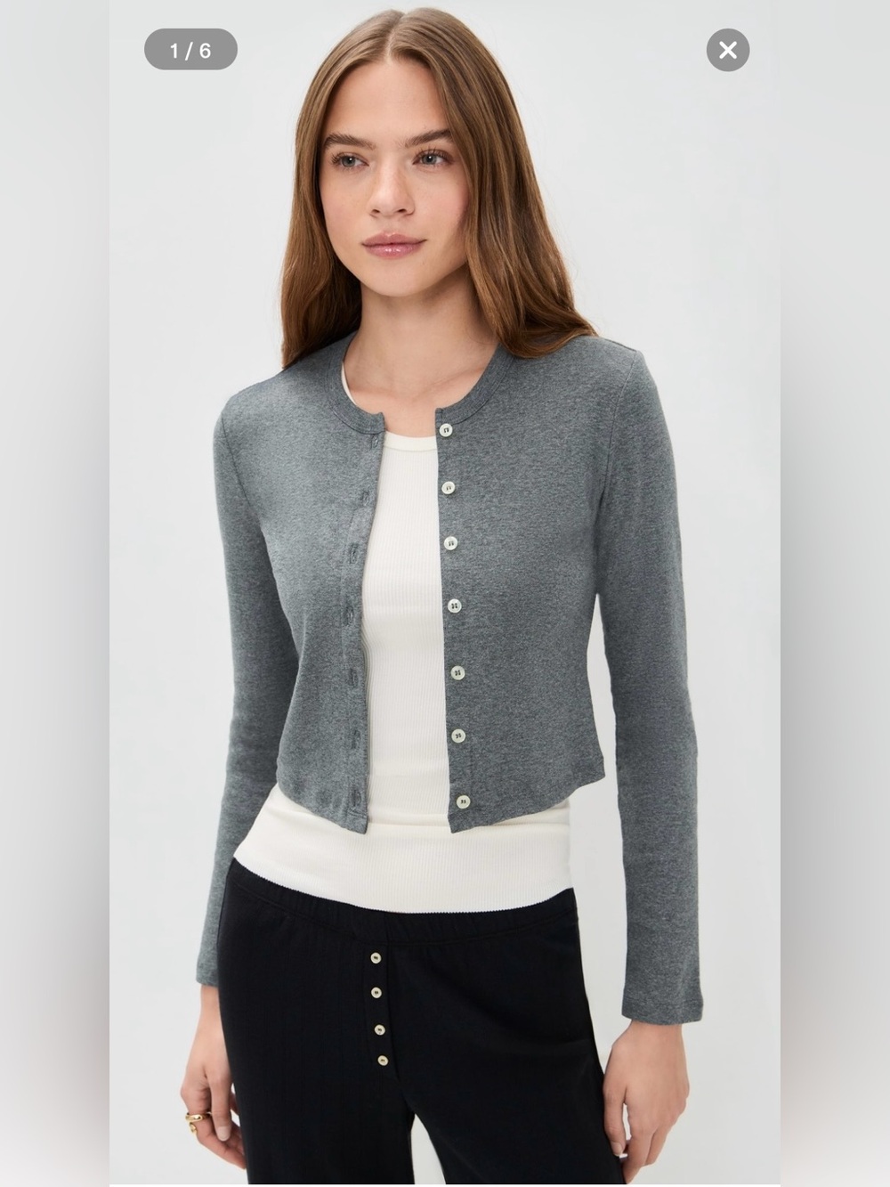 LeBop Shopbop Gray Cropped Button-Front Women's Sweater - NWOT